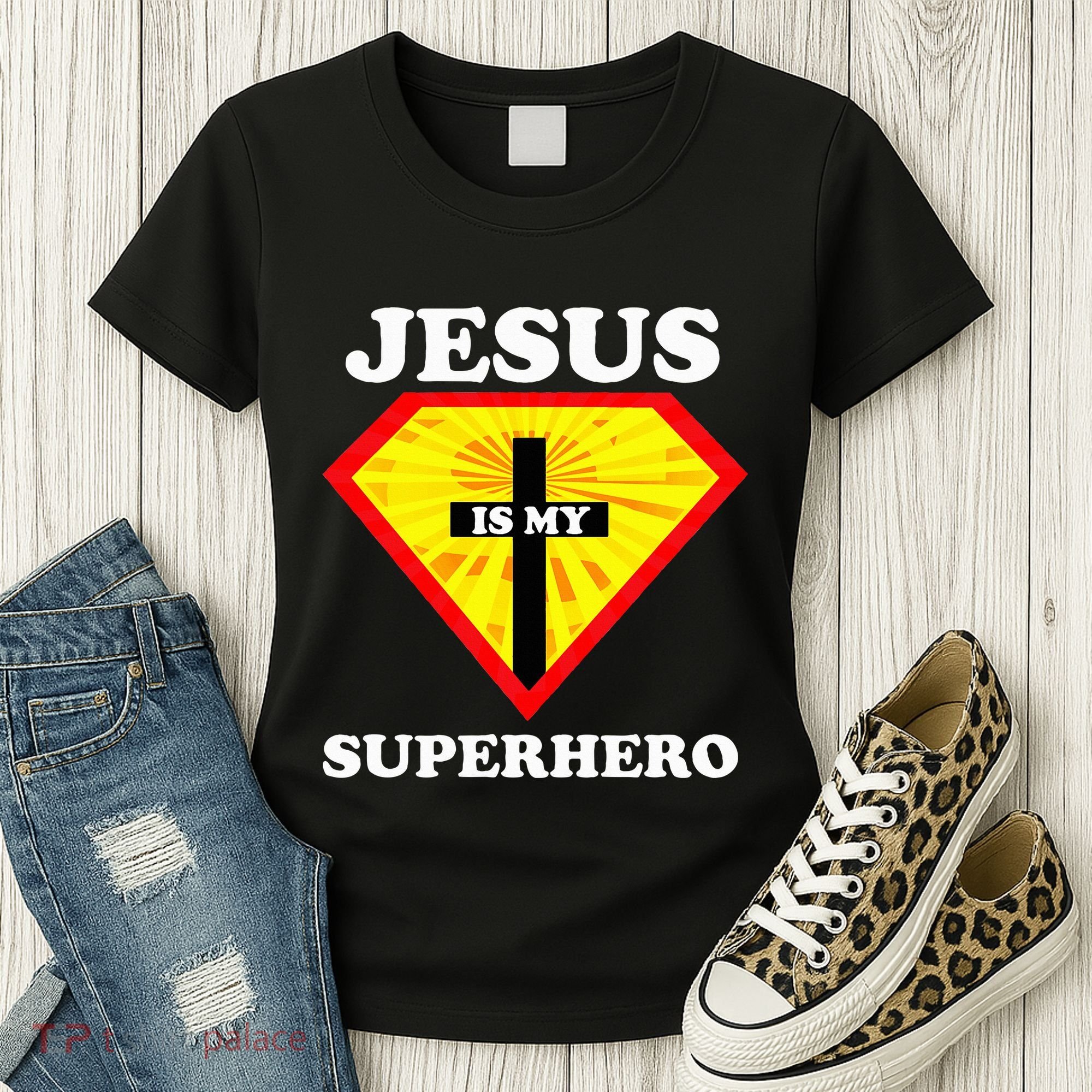 Jesus Is My Superhero Cute Powerful Christian Gift American Women's T-Shirt