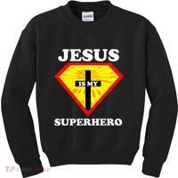 Jesus Is My Superhero Cute Powerful Christian Gift American Kids Sweatshirt thumb 0