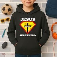Jesus Is My Superhero Cute Powerful Christian Gift American Kids Hoodie thumb 2