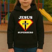 Jesus Is My Superhero Cute Powerful Christian Gift American Kids Hoodie thumb 3