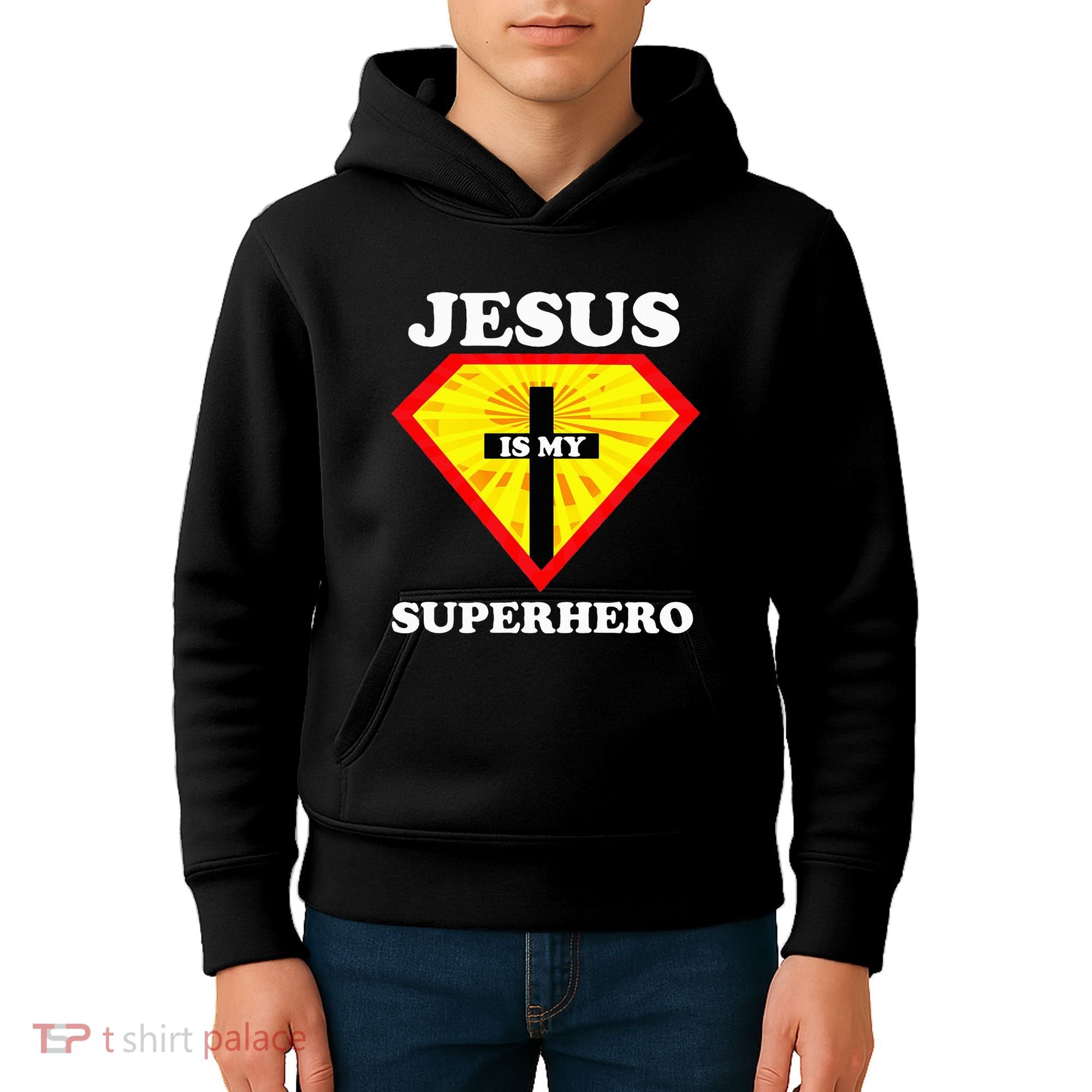 Jesus Is My Superhero Cute Powerful Christian Gift American Kids Hoodie
