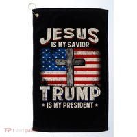Jesus Is My Savior Trump Is My President Gift Golf Towel thumb 0