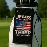 Jesus Is My Savior Trump Is My President Gift Golf Towel thumb 2
