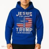 Jesus Is My Savior Trump Is My President Gift Hoodie thumb 2