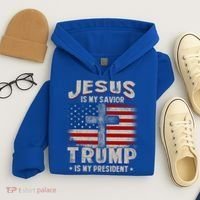 Jesus Is My Savior Trump Is My President Gift Hoodie thumb 4