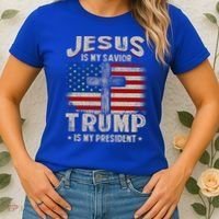 Jesus Is My Savior Trump Is My President Gift Women's T-Shirt thumb 2