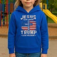 Jesus Is My Savior Trump Is My President Gift Kids Hoodie thumb 3