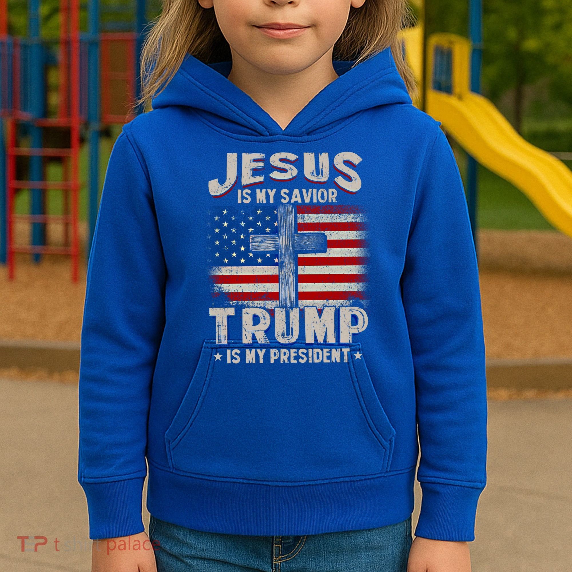 Jesus Is My Savior Trump Is My President Gift Kids Hoodie