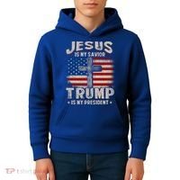 Jesus Is My Savior Trump Is My President Gift Kids Hoodie thumb 4