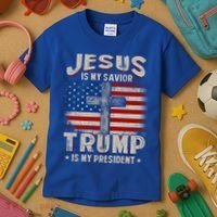 Jesus Is My Savior Trump Is My President Gift Kids T-Shirt thumb 3