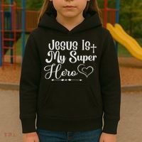 Jesus Is My Superhero Kids Hoodie thumb 3