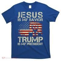 Jesus Is My Savior Trump Is My President Trump 2024 Usa Flag Gift T-Shirt thumb 0
