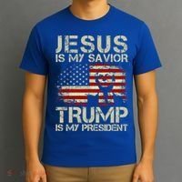 Jesus Is My Savior Trump Is My President Trump 2024 Usa Flag Gift T-Shirt thumb 3