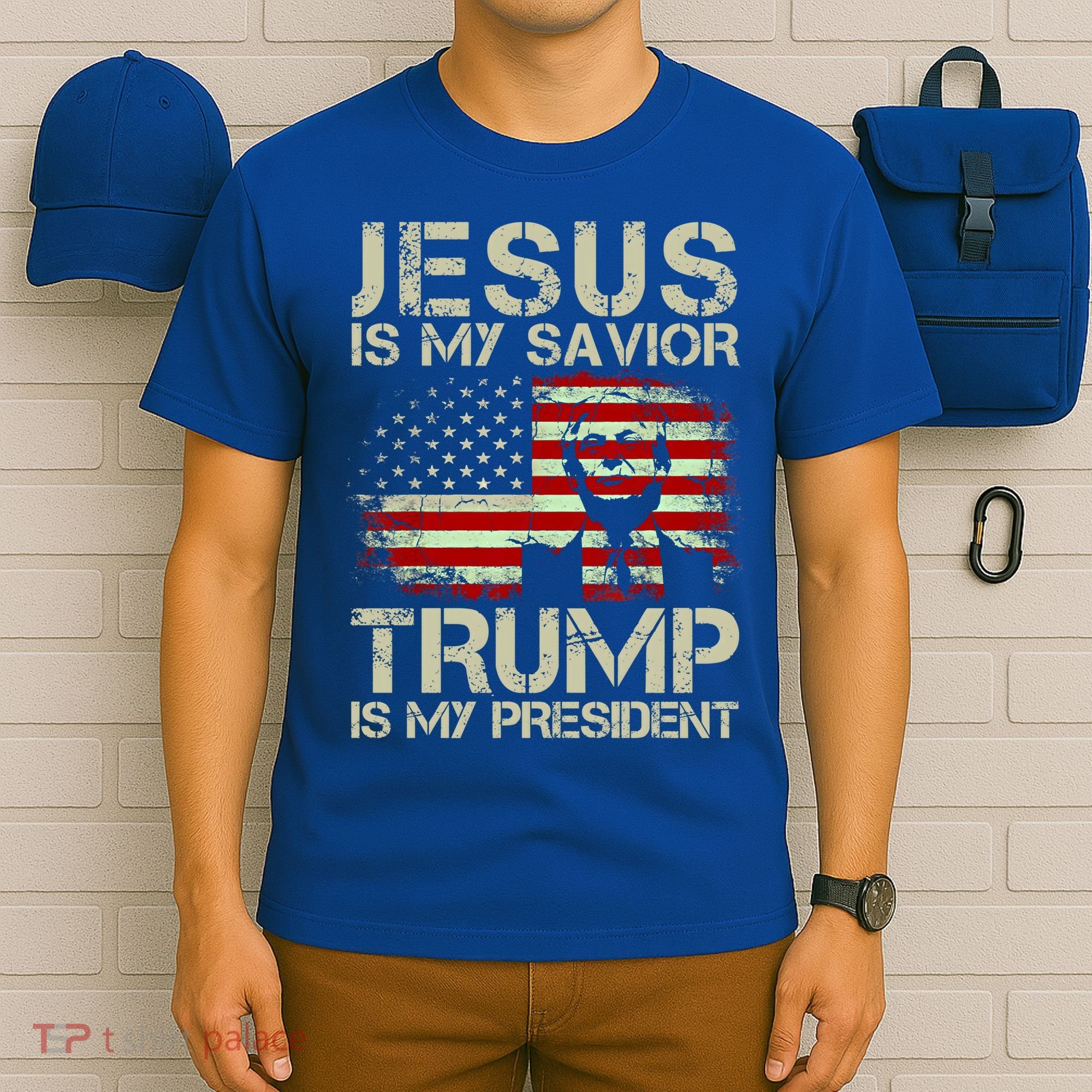 Jesus Is My Savior Trump Is My President Trump 2024 Usa Flag Gift T-Shirt