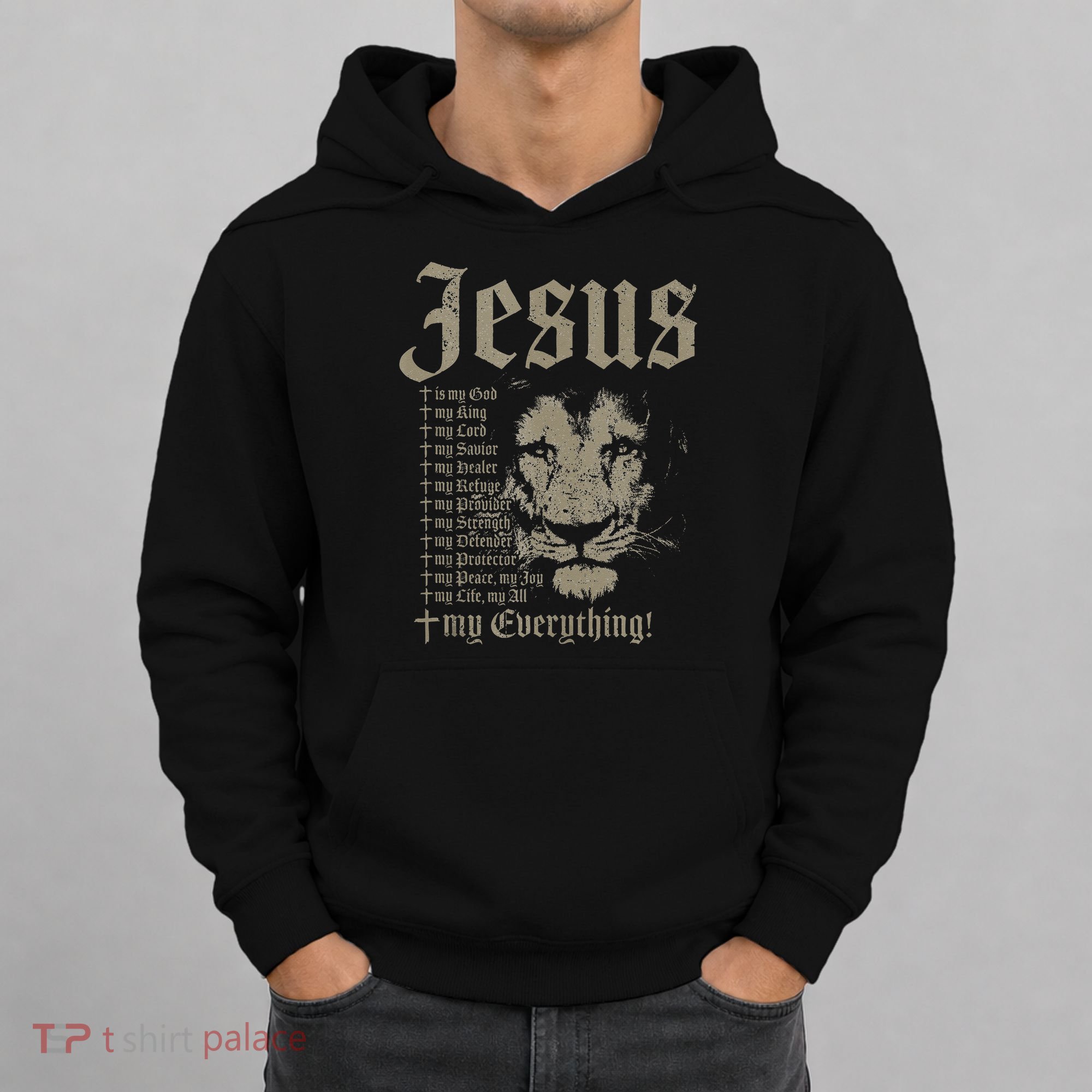 Jesus Is My God King Lord Savior Protector Lion Christian Hoodie