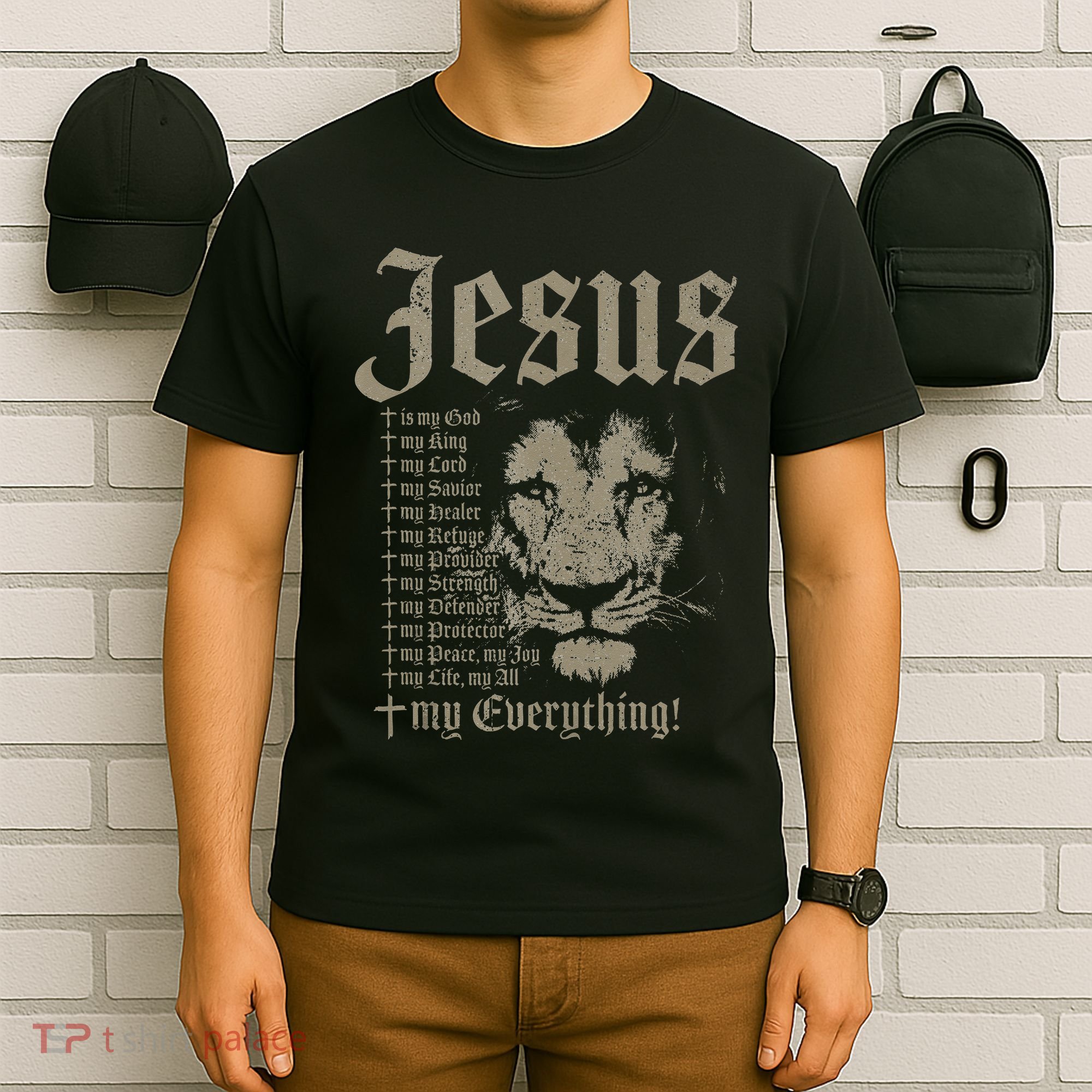 Jesus Is My God King Lord Savior Protector Lion Christian T-Shirt