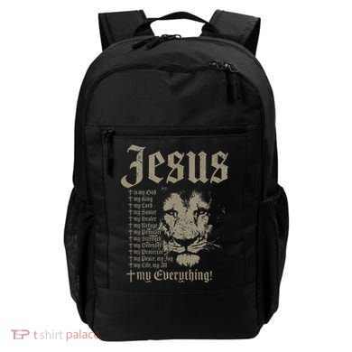 Jesus Is My God King Lord Savior Protector Lion Christian Backpack