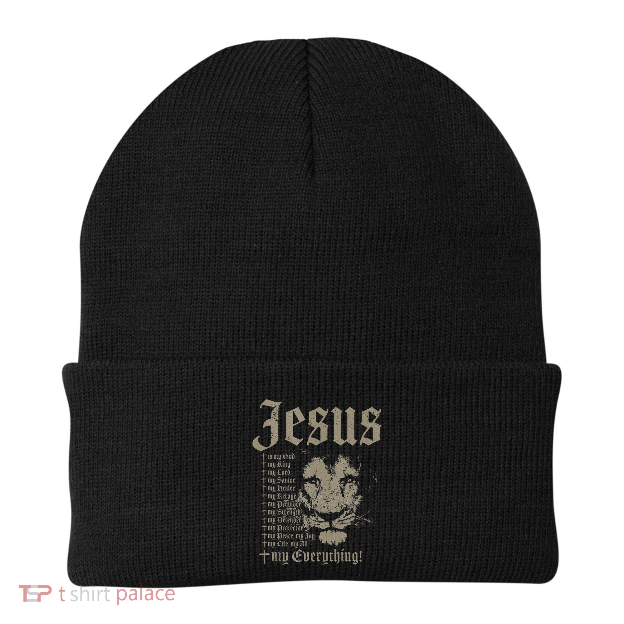 Jesus Is My God King Lord Savior Protector Lion Christian Beanie