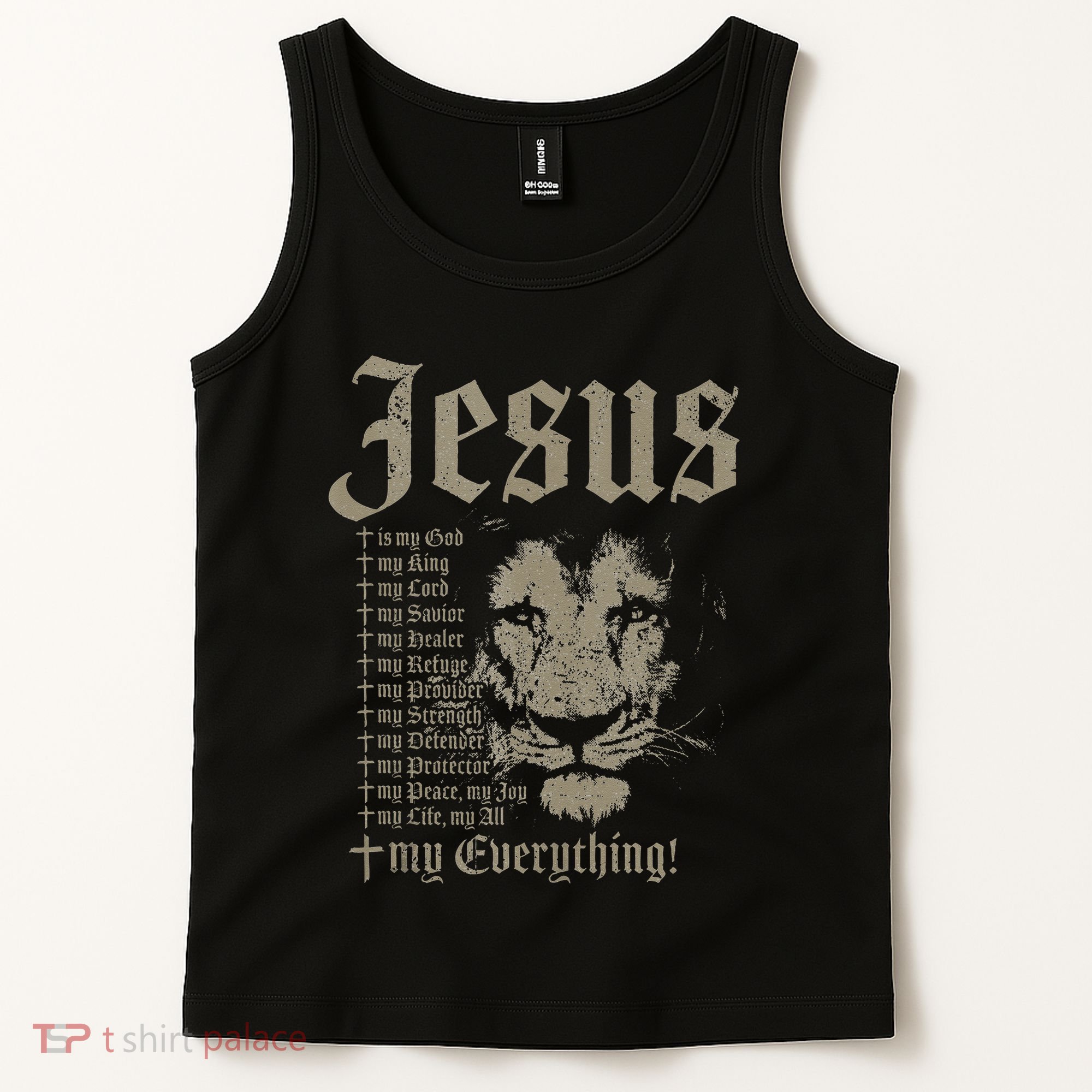Jesus Is My God King Lord Savior Protector Lion Christian Tank Top