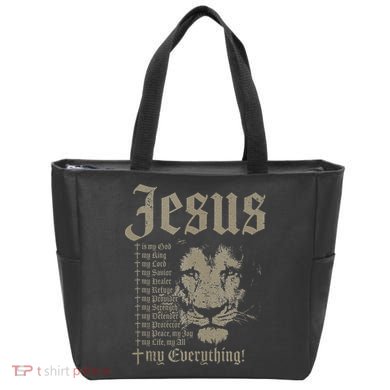 Jesus Is My God King Lord Savior Protector Lion Christian Tote Bag