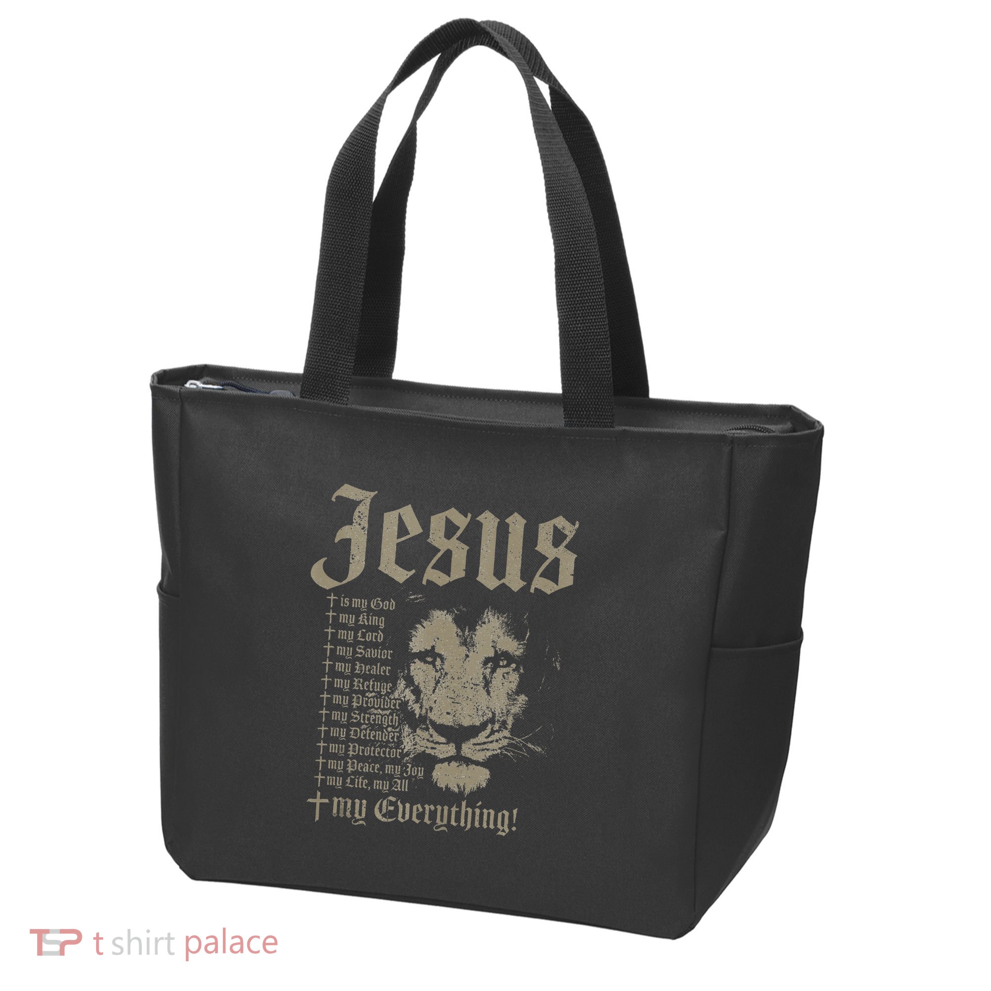 Jesus Is My God King Lord Savior Protector Lion Christian Tote Bag