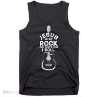 Jesus Is My Rock And That Is How I Roll Christian Tank Top thumb 0