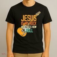 Jesus Is My Rock And That Is How I Roll Christian T-Shirt thumb 3