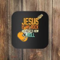 Jesus Is My Rock And That Is How I Roll Christian Coaster thumb 0