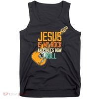 Jesus Is My Rock And That Is How I Roll Christian Tank Top thumb 0