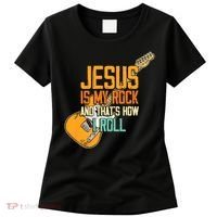 Jesus Is My Rock And That Is How I Roll Christian Women's T-Shirt thumb 0