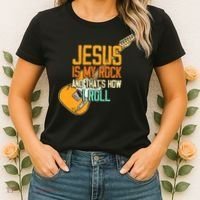 Jesus Is My Rock And That Is How I Roll Christian Women's T-Shirt thumb 2