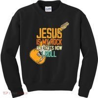 Jesus Is My Rock And That Is How I Roll Christian Kids Sweatshirt thumb 0