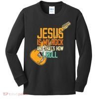 Jesus Is My Rock And That Is How I Roll Christian Kids Long Sleeve Shirt thumb 0