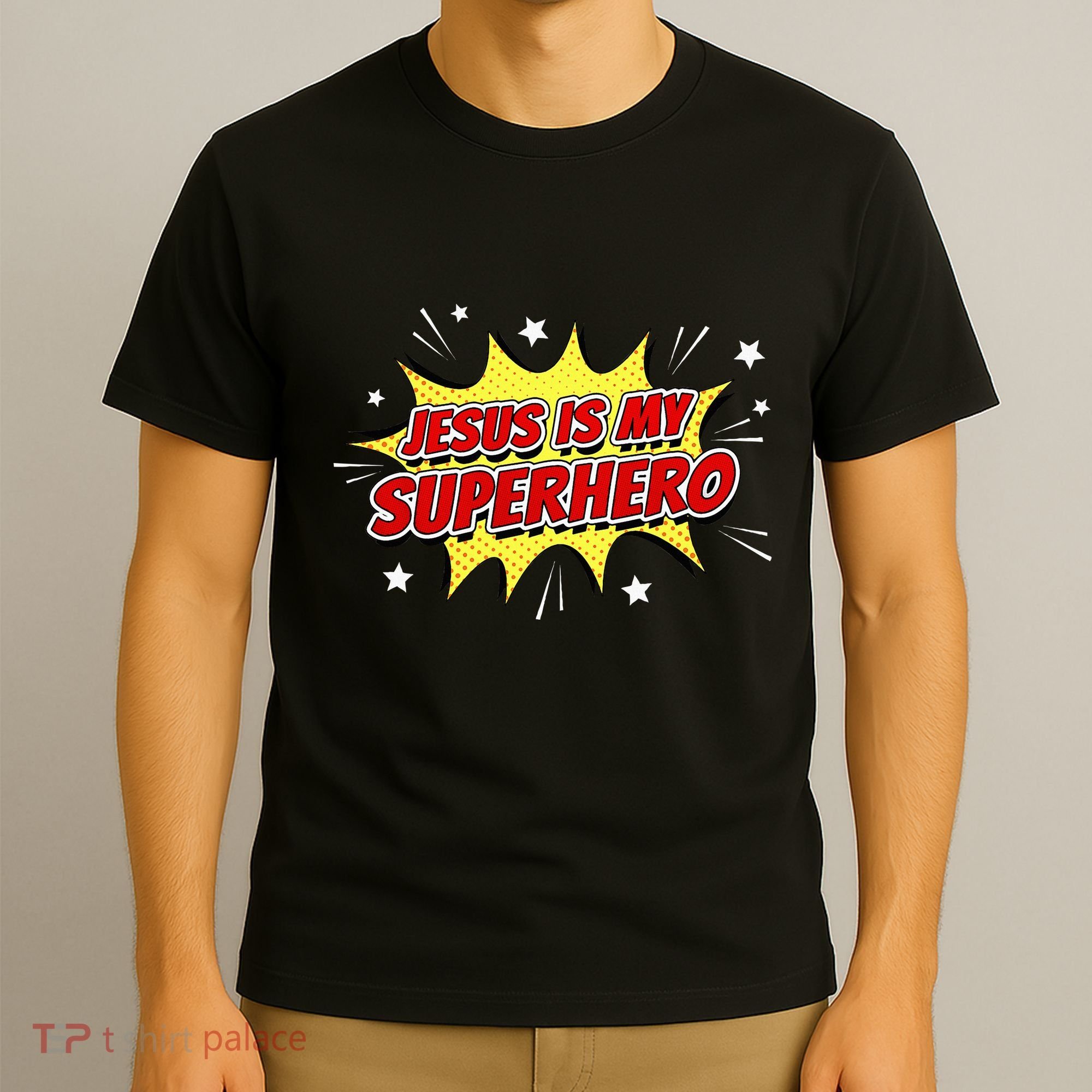 Jesus Is My Superhero – & Adult Christian Faith Comic T-Shirt