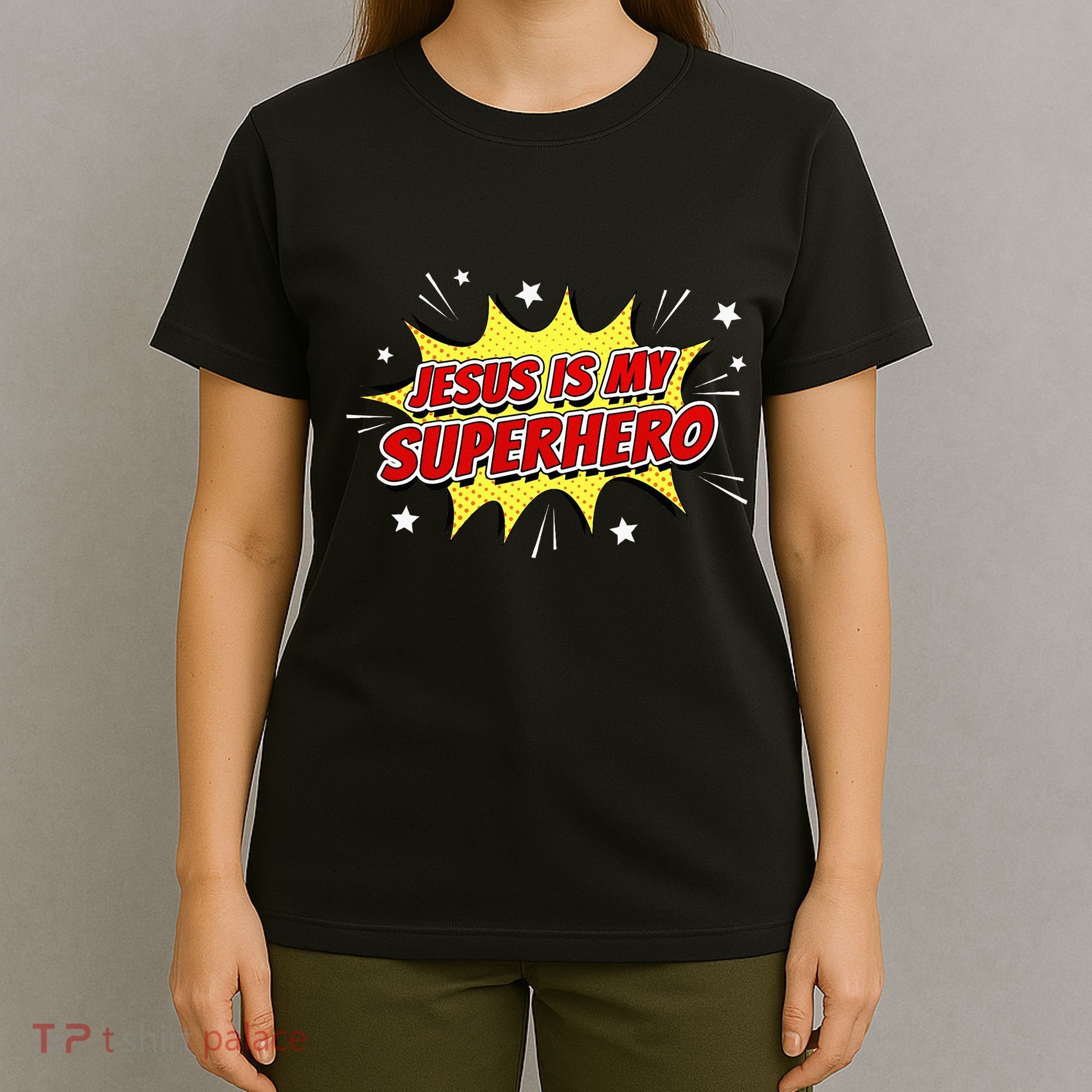Jesus Is My Superhero – & Adult Christian Faith Comic T-Shirt