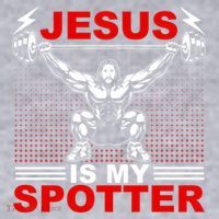 Jesus Is My Spotter Funny Christian Weightlifting Gym Women's Racerback Cropped Tank thumb 2