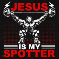 Jesus Is My Spotter Funny Christian Weightlifting Gym Ladies PosiCharge Tri-Blend Wicking Tank thumb 2