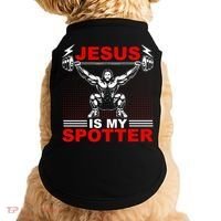 Jesus Is My Spotter Funny Christian Weightlifting Gym Doggie Tank thumb 0