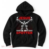 Jesus Is My Spotter Funny Christian Weightlifting Gym Hoodie thumb 0