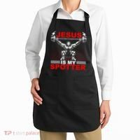 Jesus Is My Spotter Funny Christian Weightlifting Gym Apron thumb 2