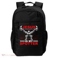 Jesus Is My Spotter Funny Christian Weightlifting Gym Backpack thumb 0