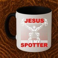 Jesus Is My Spotter Funny Christian Weightlifting Gym Coffee Mug thumb 2