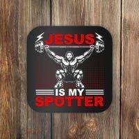 Jesus Is My Spotter Funny Christian Weightlifting Gym Coaster thumb 0