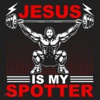 Jesus Is My Spotter Funny Christian Weightlifting Gym Women's Dry Zone Grid Polo thumb 2