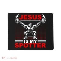 Jesus Is My Spotter Funny Christian Weightlifting Gym Mousepad thumb 0