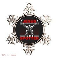 Jesus Is My Spotter Funny Christian Weightlifting Gym Ornament thumb 0