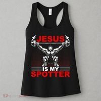 Jesus Is My Spotter Funny Christian Weightlifting Gym Women's Tank Top thumb 3