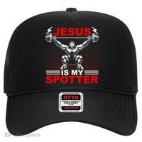 Jesus Is My Spotter Funny Christian Weightlifting Gym Hat thumb 0