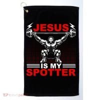 Jesus Is My Spotter Funny Christian Weightlifting Gym Golf Towel thumb 0