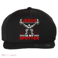 Jesus Is My Spotter Funny Christian Weightlifting Gym Wool Snapback Cap thumb 0